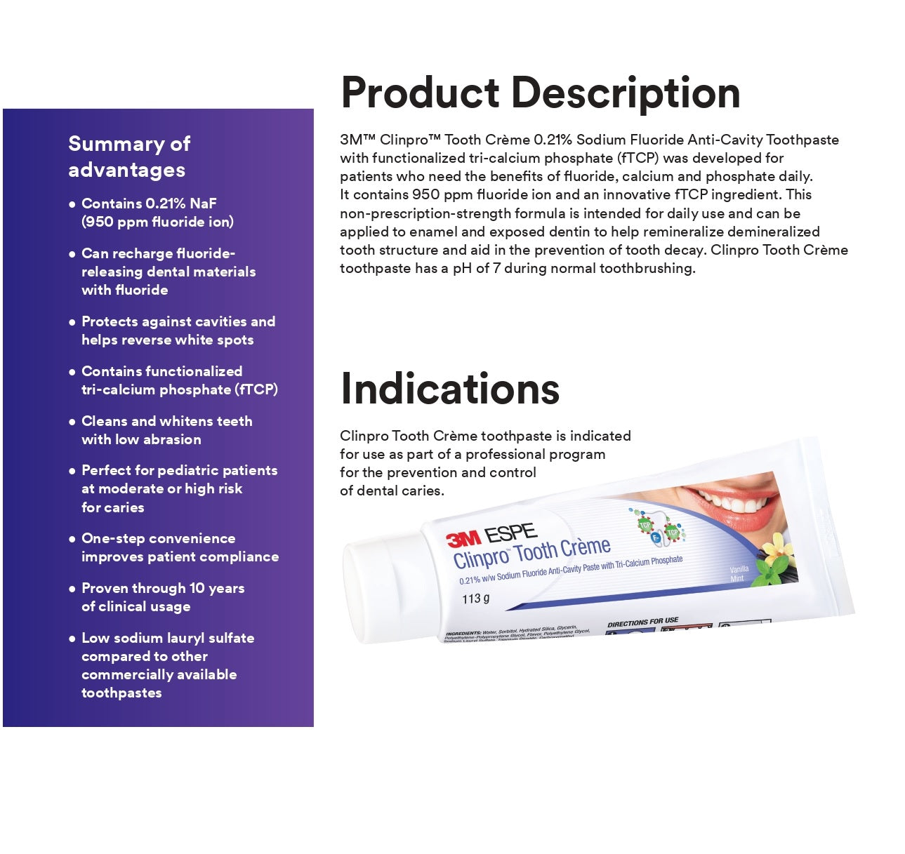 Clinpro™ Tooth Crème Anti-Cavity Toothpaste